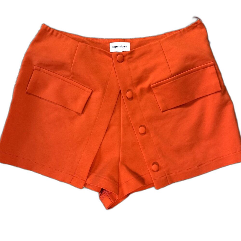Superdown Janice Cargo Shorts M Medium Orange High Rise Festival Utility Revolve
